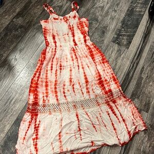 Studio west dress maxi size L gently used white red